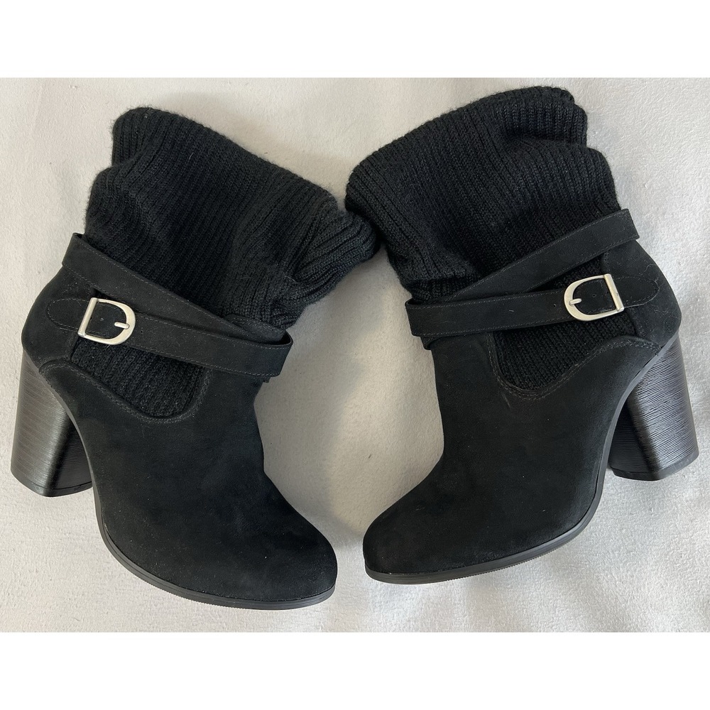Torrid Sweater Cuff Ankle Boots Black Women's Size 8WW
